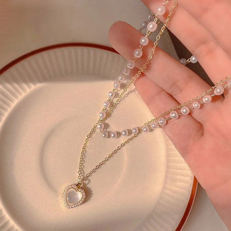 Heart Pearl Necklace