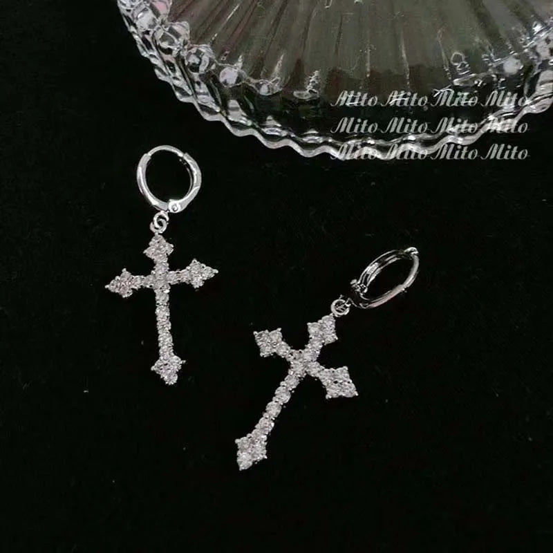 Crystal Cross Earrings