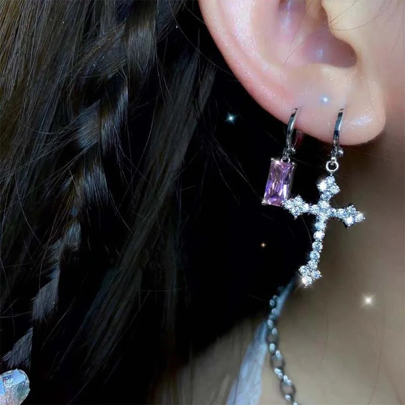 Crystal Cross Earrings