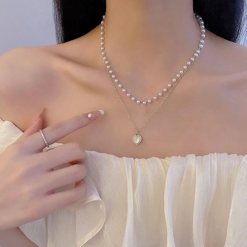 Heart Pearl Necklace
