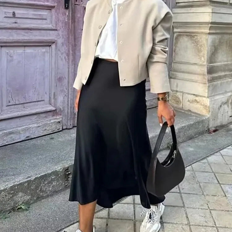 High Waist Satin Skirt
