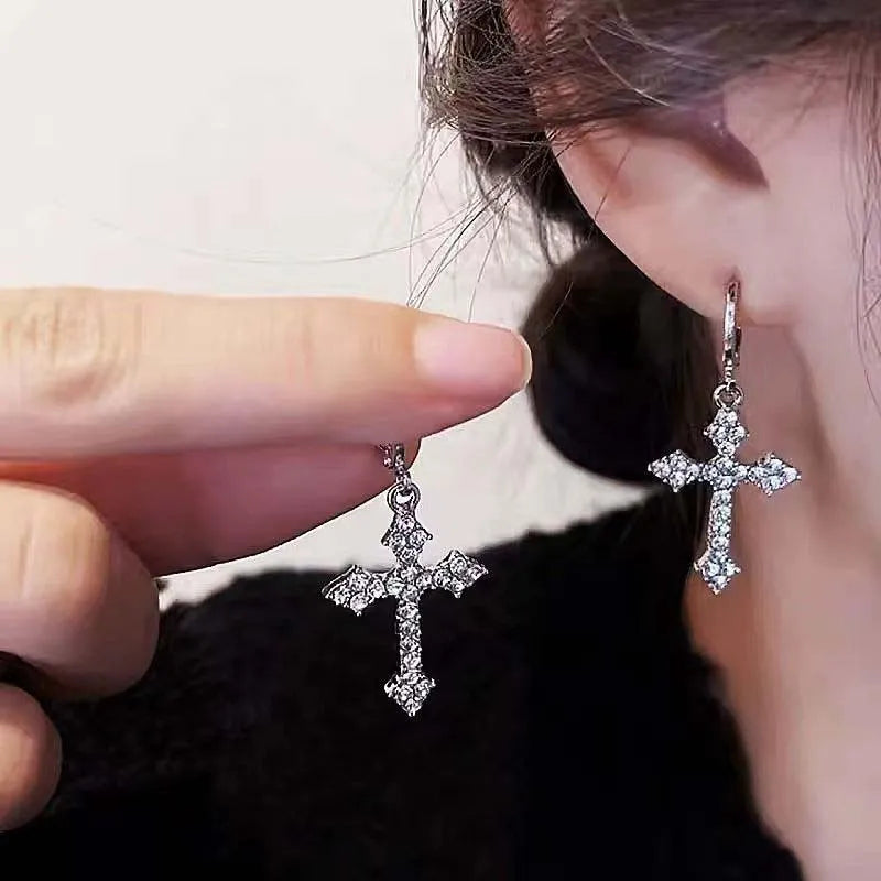 Crystal Cross Earrings