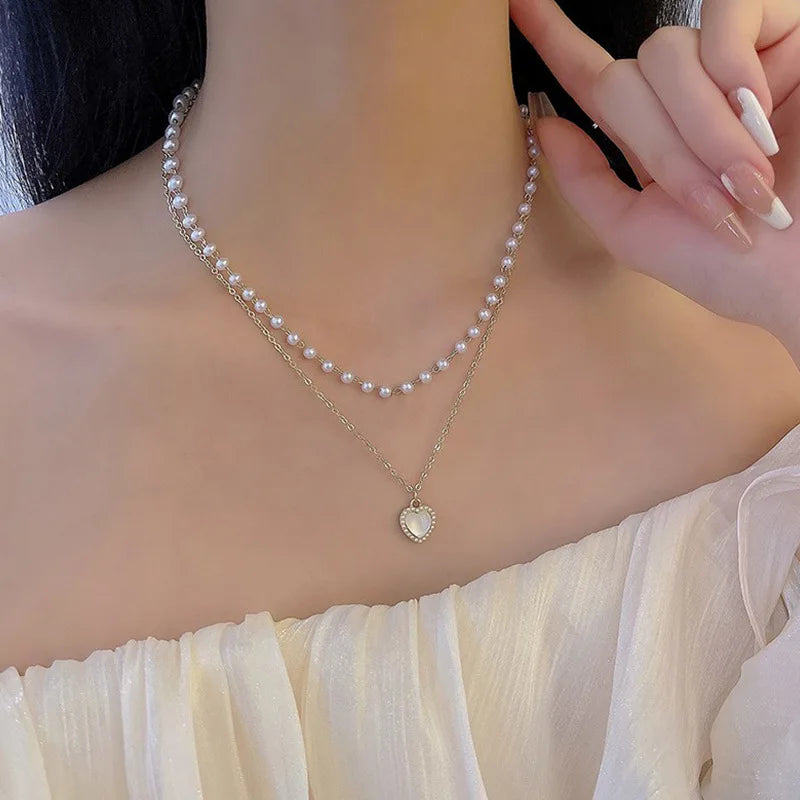 Heart Pearl Necklace