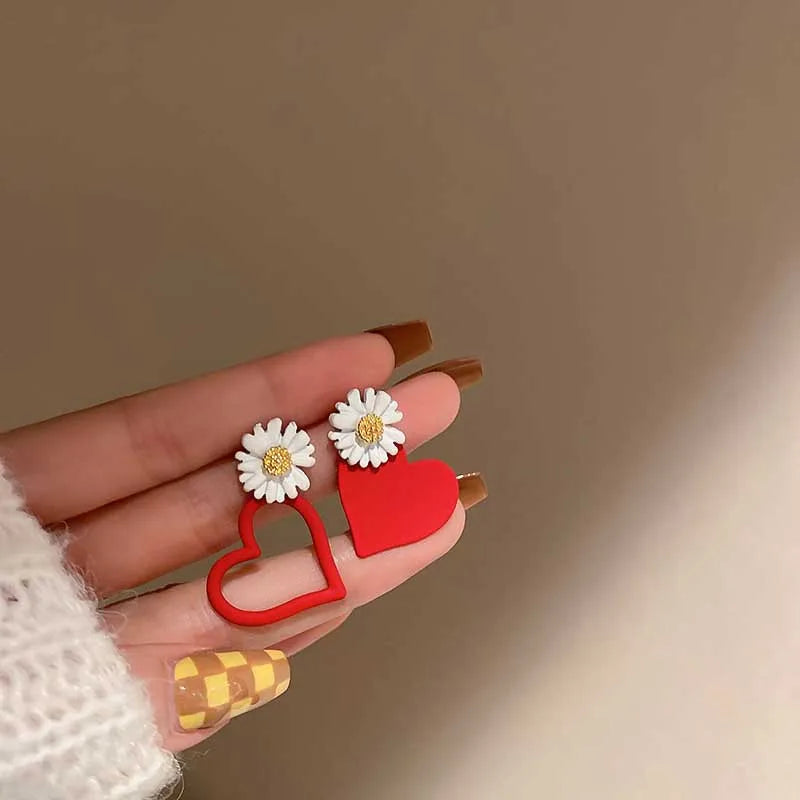 Asymmetry Flower Earrings